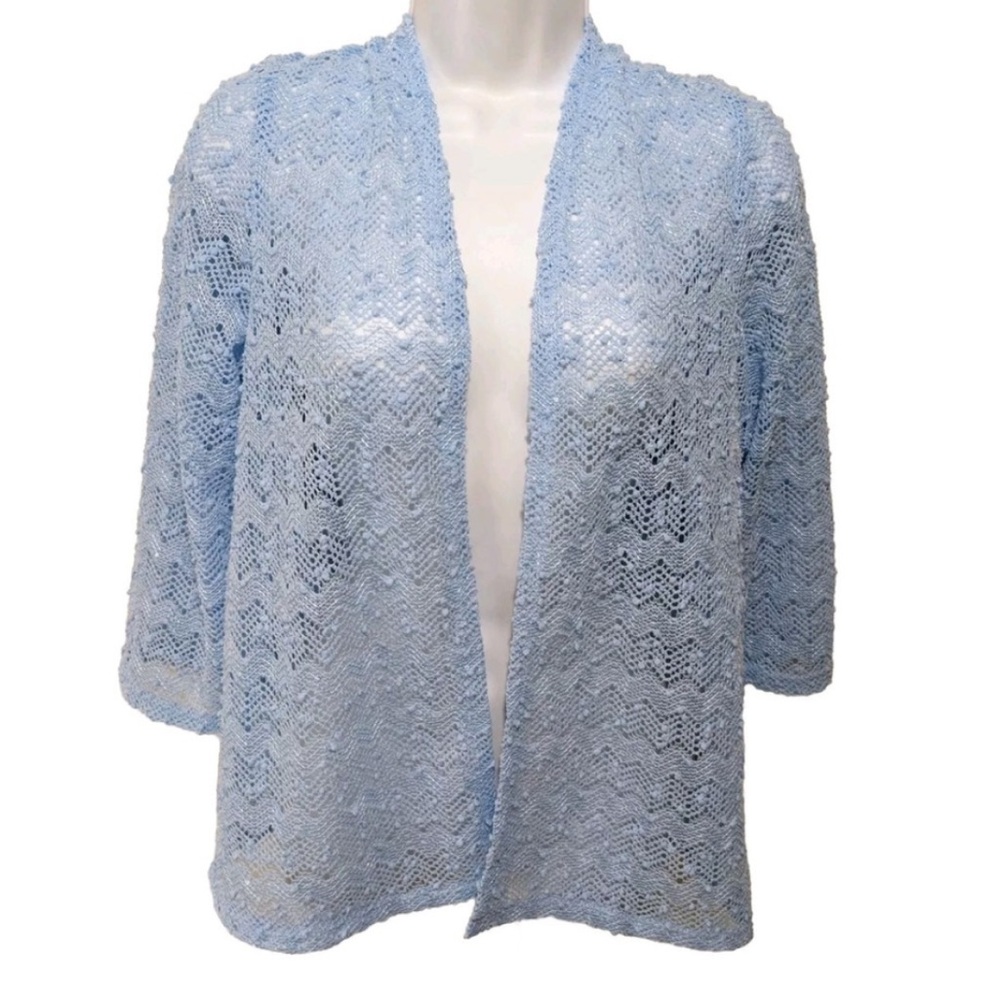 Alfred Dunner Blue Knitted Cardigan Sweater